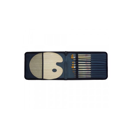 Estuche ART CREATION 12 pinceles + paleta madera