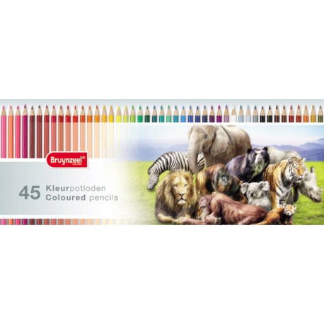 Caja metálica 45 lápices de color BRUYNZEEL Animales salvajes