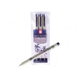 Set 3 rotuladores negros PIGMA MICRON SAKURA
