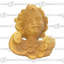 Cabeza ángel talla madera
