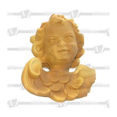 Cabeza ángel talla madera